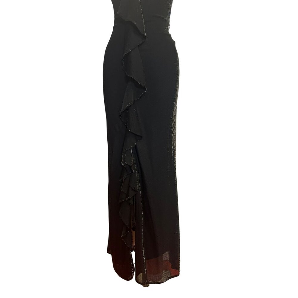 Vintage De Laru Black Evening Gown By Sheila Yen Size Long Full Prom Homecoming - Picture 7 of 11